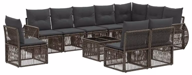 Set Divano da Giardino 11 pcs Grigio e Grigio Scuro polyrattan