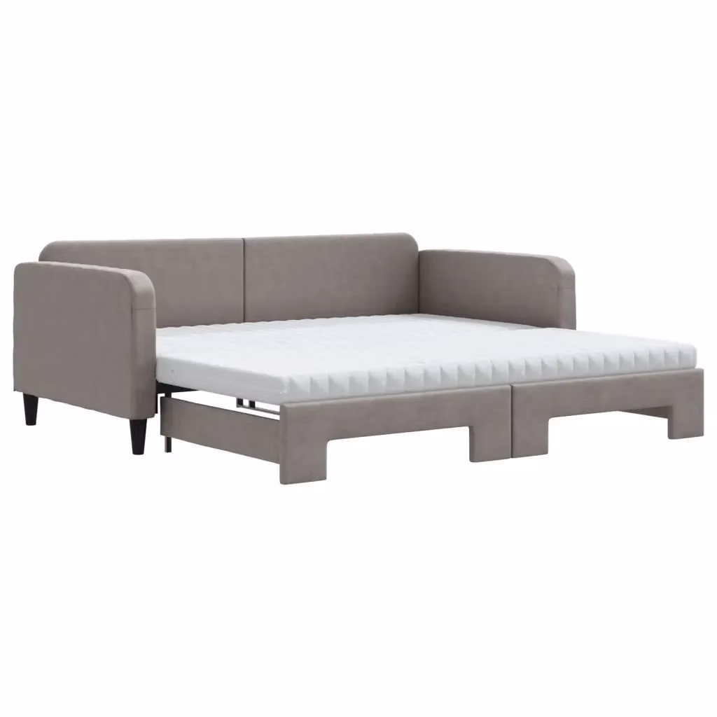 Divano Letto Estraibile vidaXL in Tessuto Beige con Cassetto per Soggiorno e Camera da Letto L/P/H: 223 x 110 x 75 cm – 2
