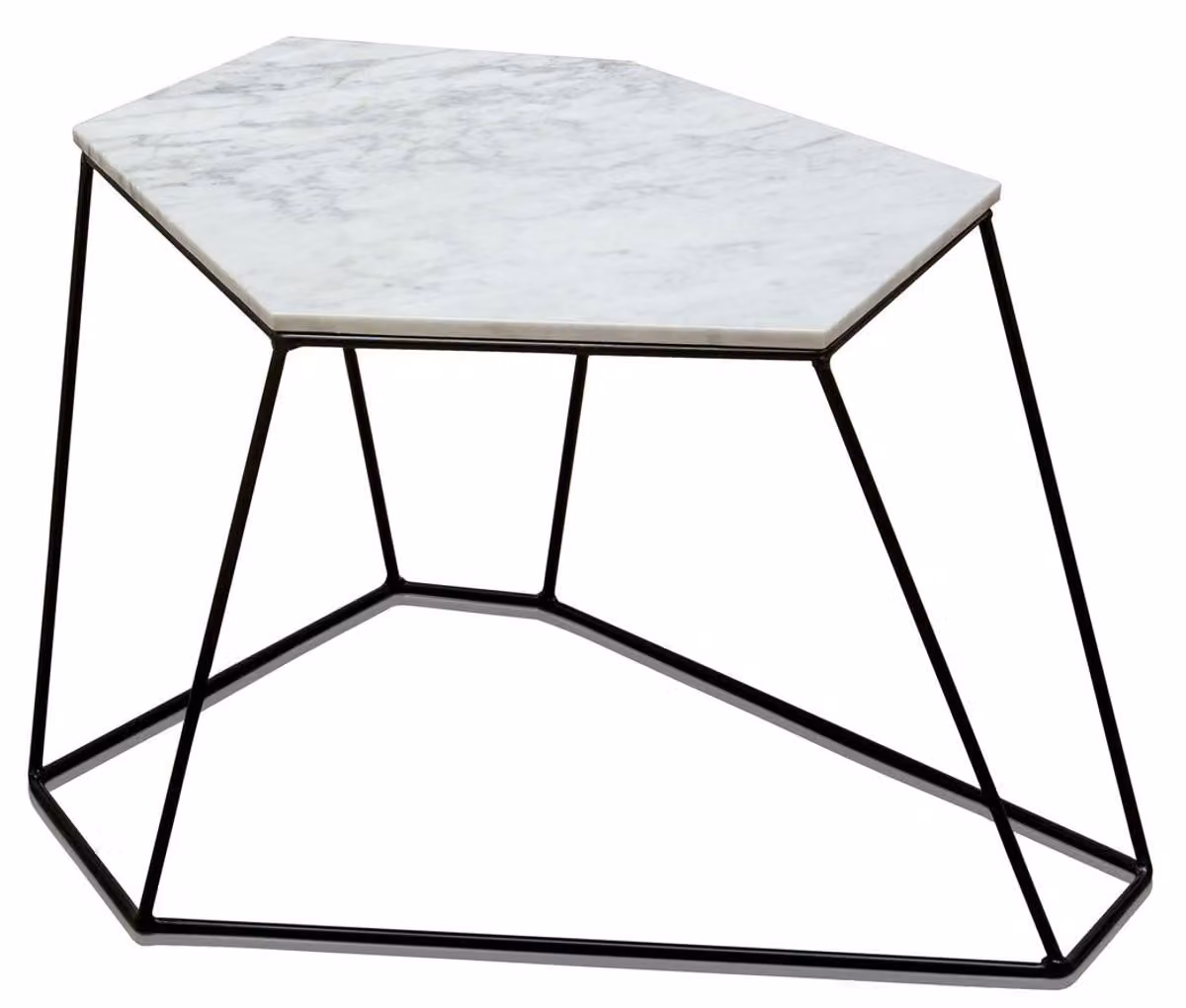 Tavolino di design Casa Padrino bianco con motivo / nero 64 x 48 x h. 40 cm - Tavolino da salotto con piano in marmo