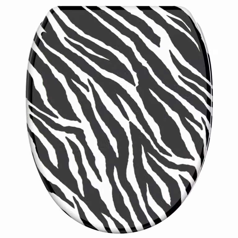 Sedile WC SANILO® con chiusura ammortizzata e chiusura rapida, effetto zebra; coperchio WC direttamente dal produttore, coperchio per WC, sedile WC, coperchio per WC