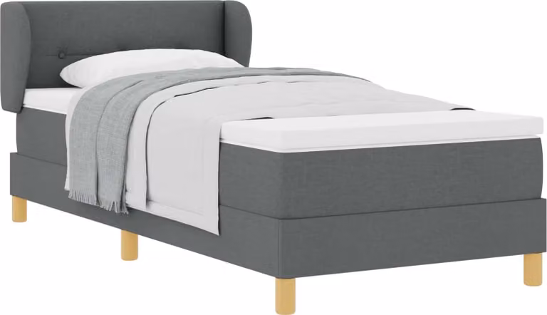 Letto a molle con materasso Grigio scuro 100 x 200 cm Tessuto