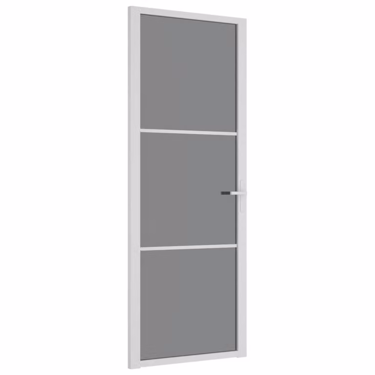 Porta Interna 76x201,5 cm Bianca in Vetro ESG e Alluminio
