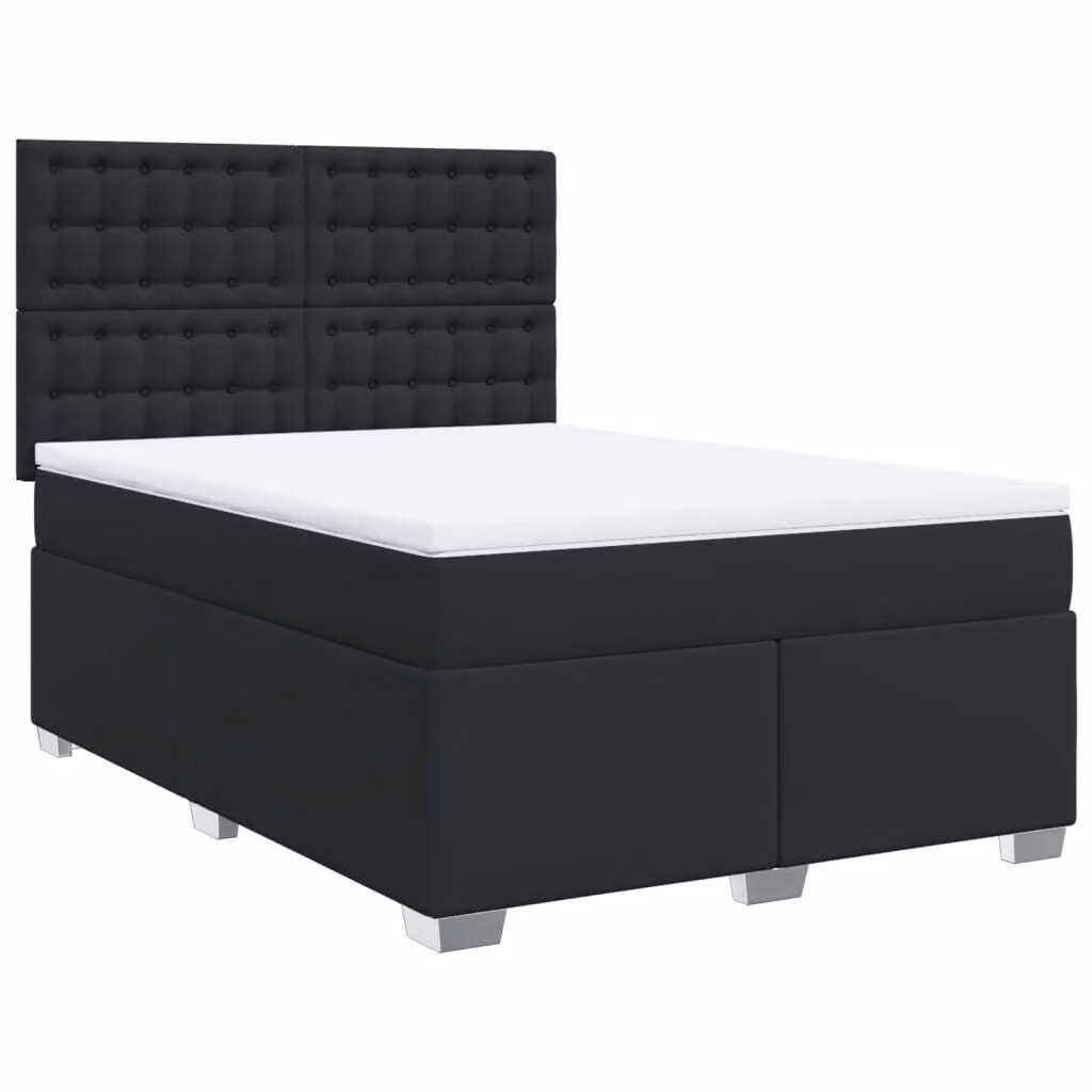 Giroletto a Molle con Materasso Nero 160x200 cm in Pelle finta