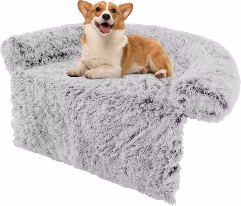 COSTWAY letto per cani in peluche, coperta per cani da divano, protezione per cani da divano, cuscino per cani con rivestimento lavabile, letto in peluche per cani di piccola e media taglia, 101 x 89 x 16 cm, grigio