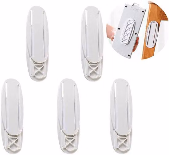 5 pezzi - 10,3 x 4 cm - Supporti autoadesivi per prese elettriche - Supporti da parete per prese elettriche - Senza fori - Per telecomandi, router, computer, cucina, casa e ufficio - Bianco
