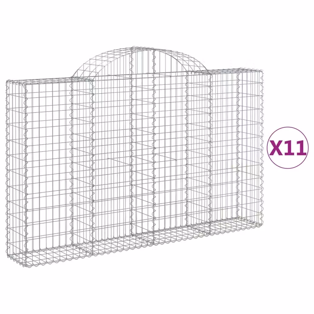 Set di 11 Cesti Gabbioni ad Arco Videx in Acciaio Zincato Argento L: 200 cm, P: 30 cm, H: 120/140 cm – 2
