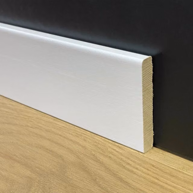 Battiscopa squadrato Eternal Parquet in legno massiccio laccato bianco L: 70 cm, H: 7 cm