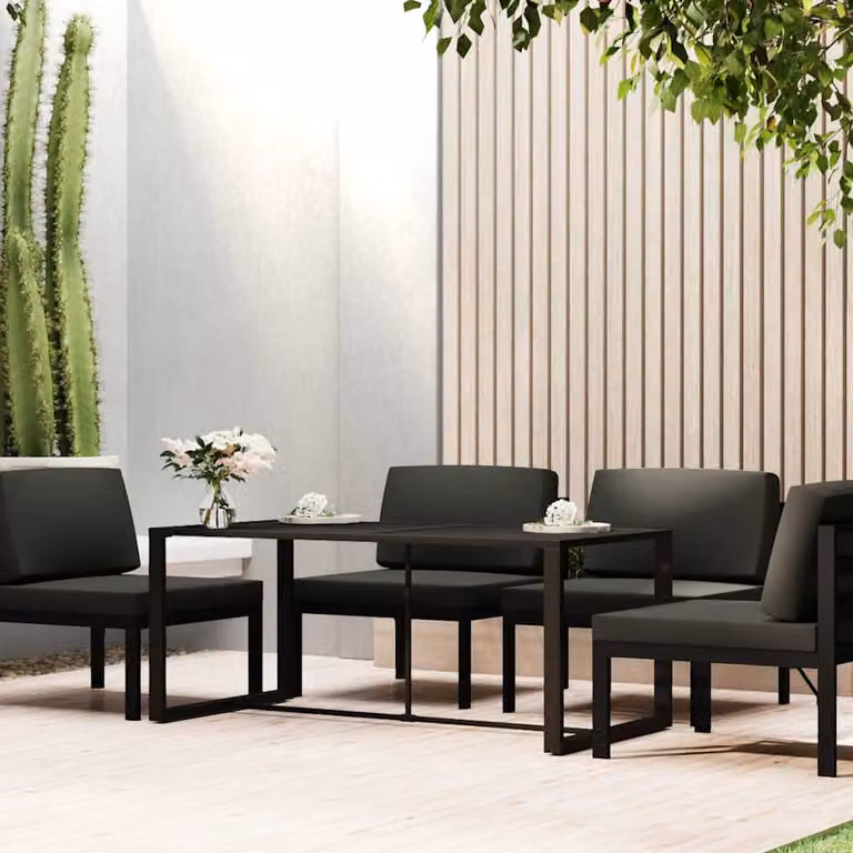 vidaXL Tavolo da Pranzo da Esterno Moderno in Alluminio Antracite L: 120 cm, P: 60 cm, H: 66 cm