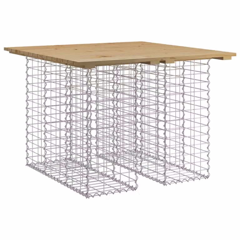 Tavolo da giardino in gabbione design 100x102x72 cm in legno di pino impregnato