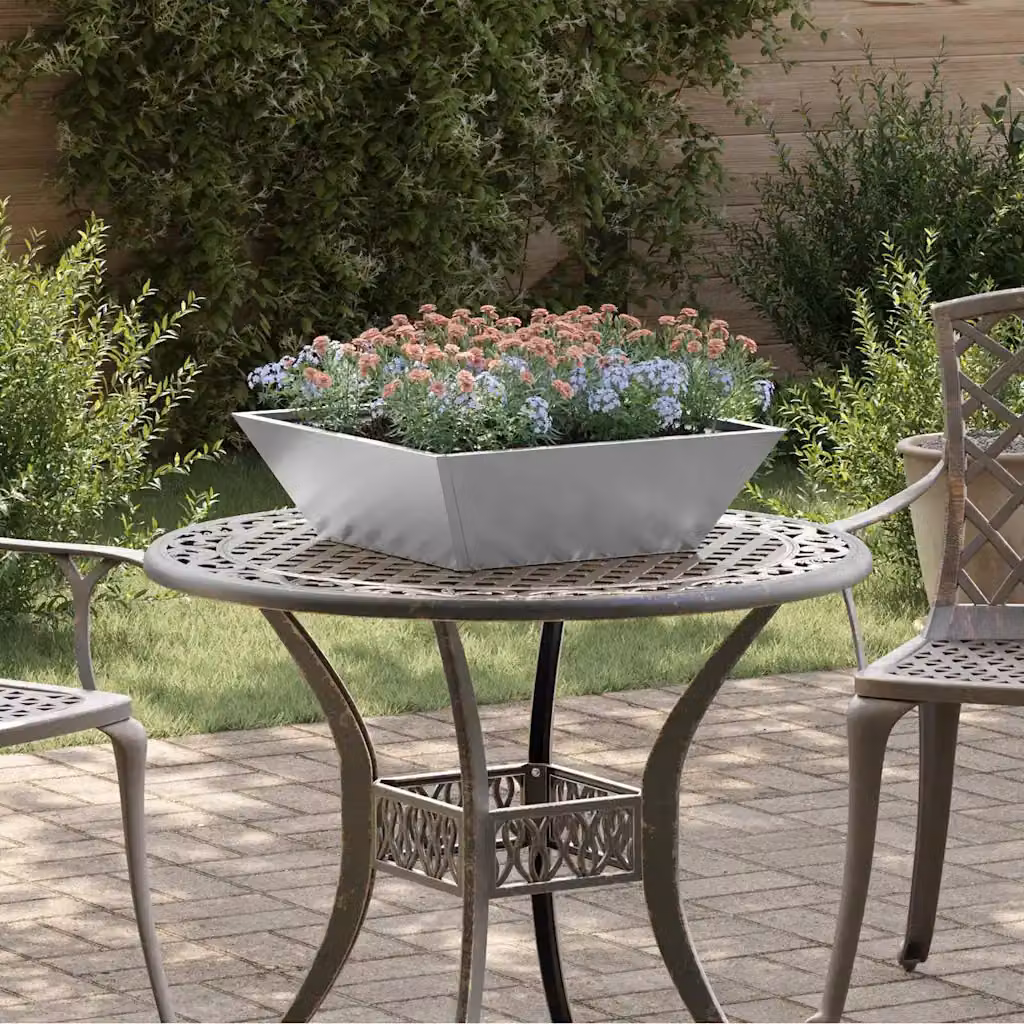 Set di 5 vasi da giardino vidaXL in acciaio zincato colore argento, L: 50 cm, P: 50 cm, H: 15 cm