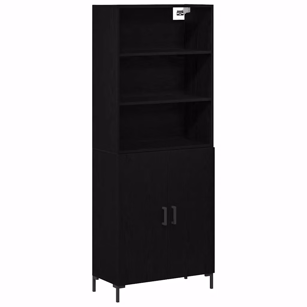 Credenza moderna vidaXL in MDF nero opaco L: 69,5 cm, P: 34 cm, H: 180 cm – 2
