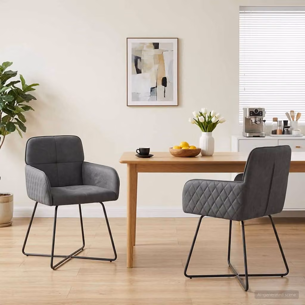 Set di 2 sedie da pranzo vidaXL in velluto grigio con design moderno per cucina e sala da pranzo L: 59 cm, P: 56,5 cm, H: 86 cm