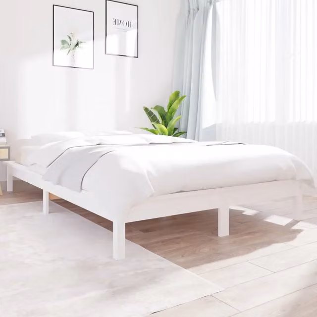 Letto Super King vidaXL in legno massello di pino bianco con doghe fisse L/P: 180 x 200 cm