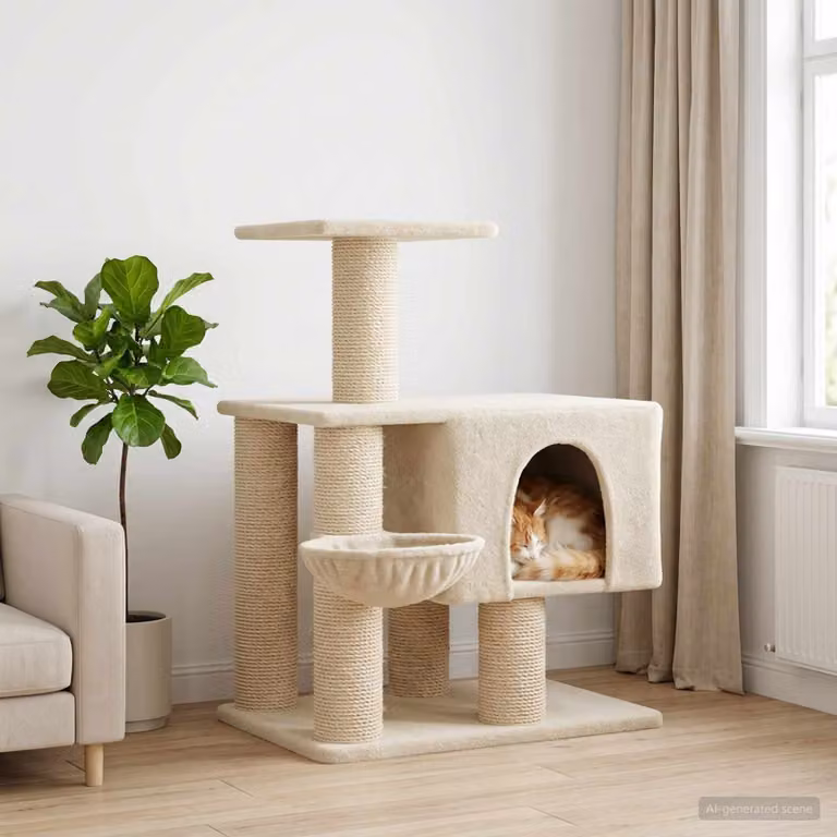 Albero per gatti vidaXL con pali in sisal beige Altezza: 96 cm