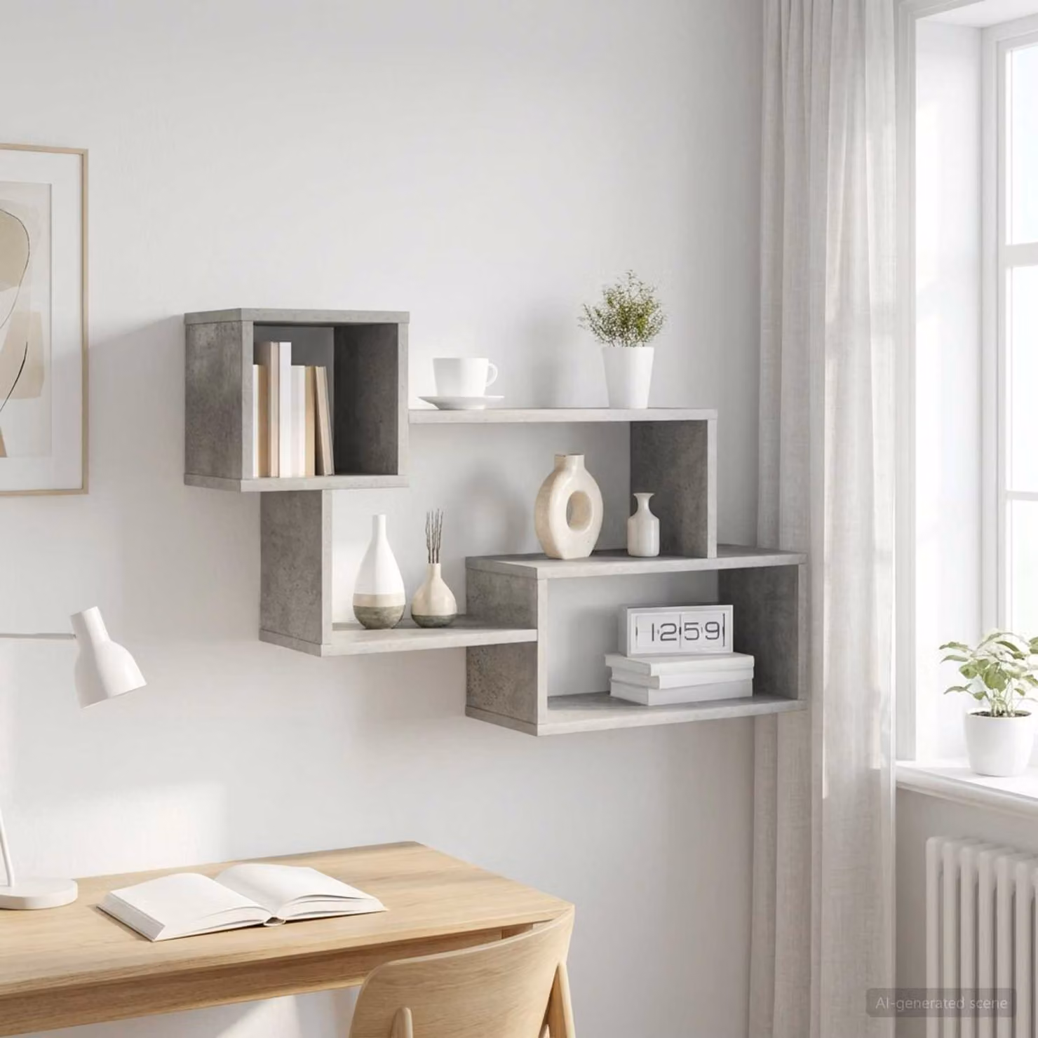 vidaXL Mensola sospesa moderna in MDF Grigio, L 87 x P 20 x H 55 cm