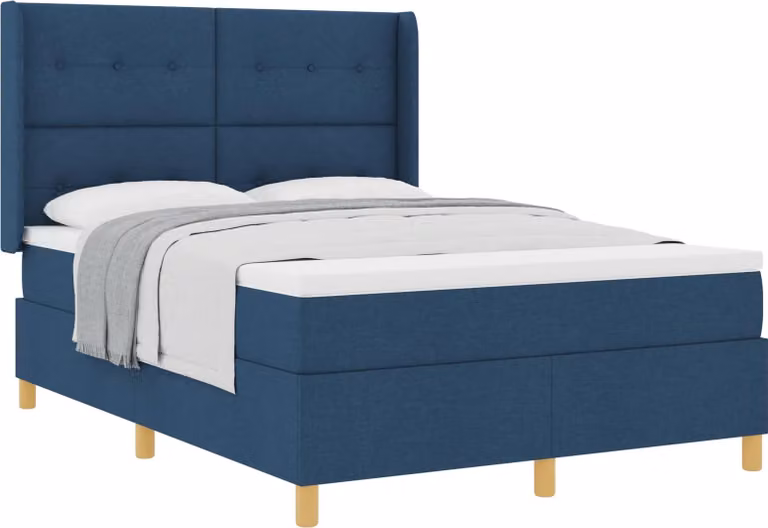 Letto a molle con materasso Blu 160 x 200 cm Tessuto