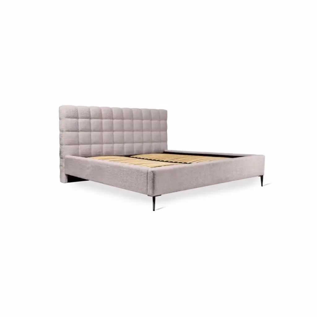 Letto MILLIO Meublorama Beige in Tessuto Bouclé con Rete Inclusa L/P: 140 x 200 cm – 2