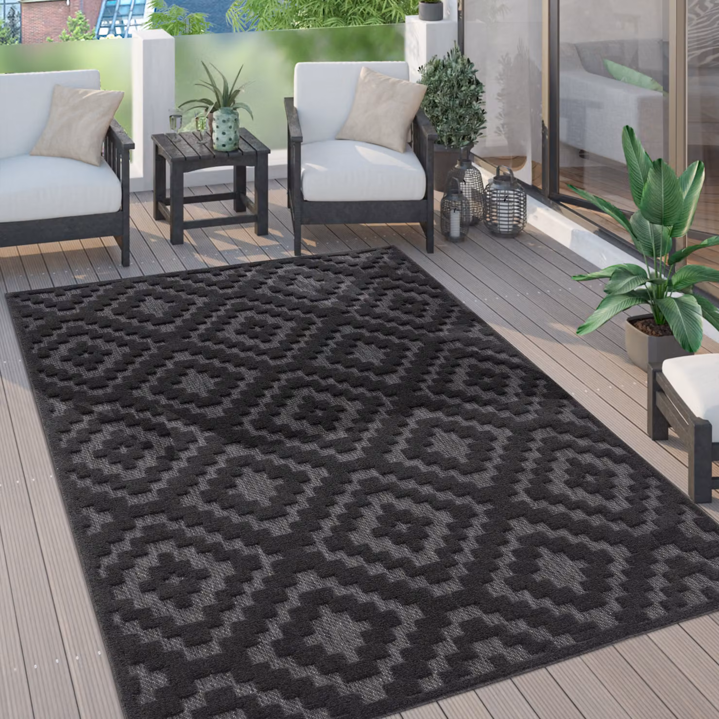 Tappeto per interni ed esterni Livornia antracite L: 80 cm, P: 250 cm – 2