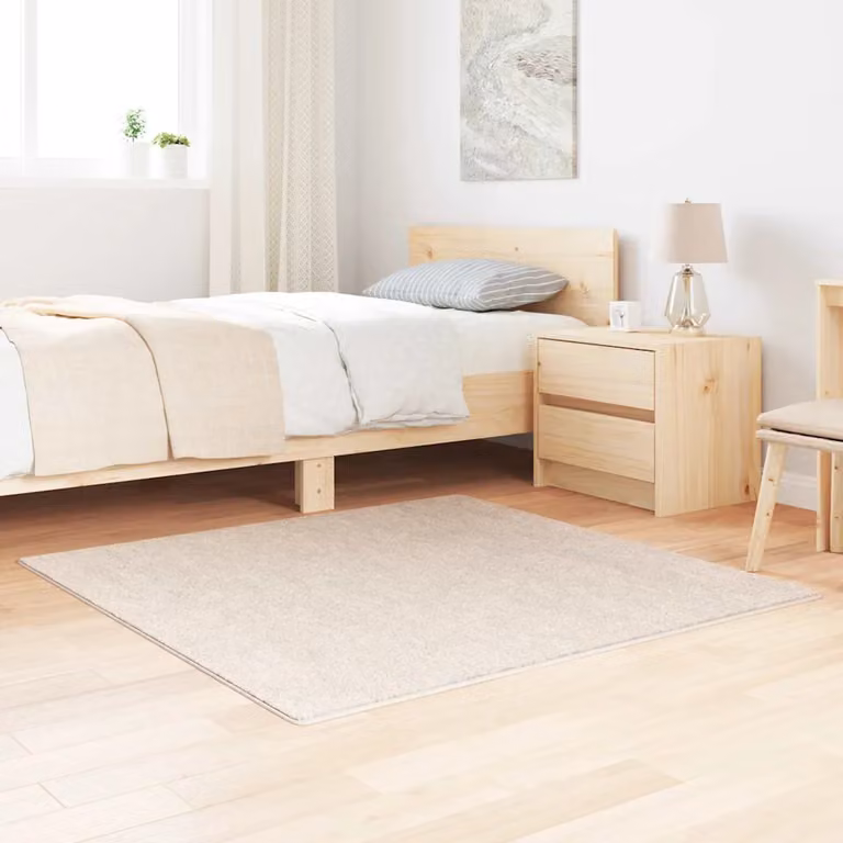 Tappeto Shaggy vidaXL Antiscivolo e Lavabile in Polipropilene, Colore Beige, L/P: 120 x 120 cm
