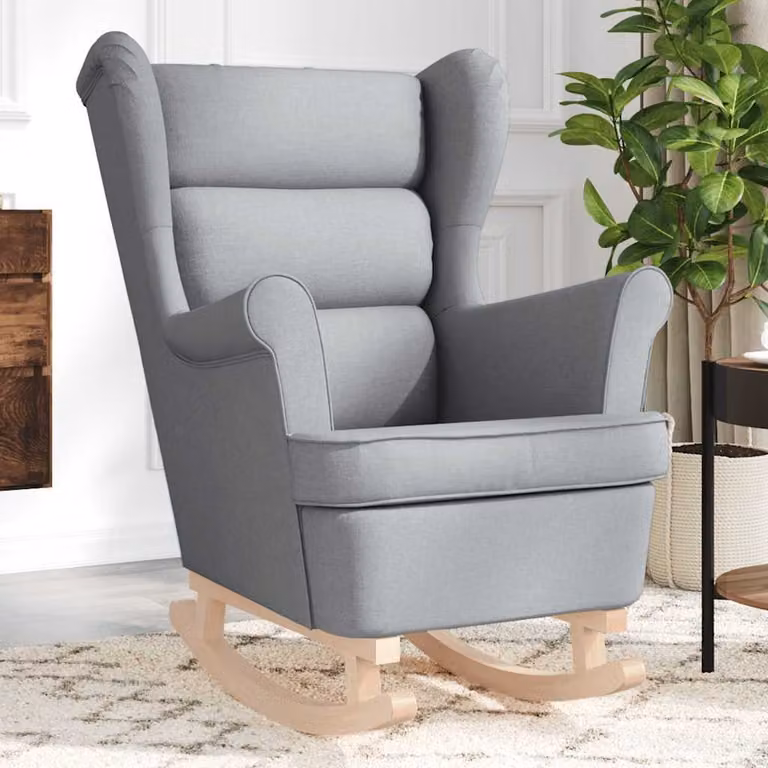 Maison Exclusive - Poltrona a dondolo, grigio chiaro, 74x90x102 cm, rivestita in tessuto