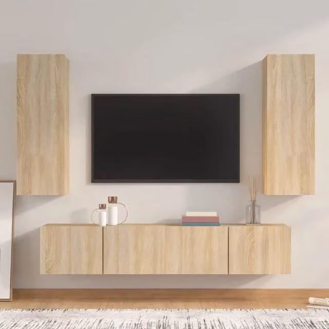 Set di Mobili Porta TV 4 pz-Set di 4 Credenza per TV Rovere Sonoma in Legno Multistrato 446821