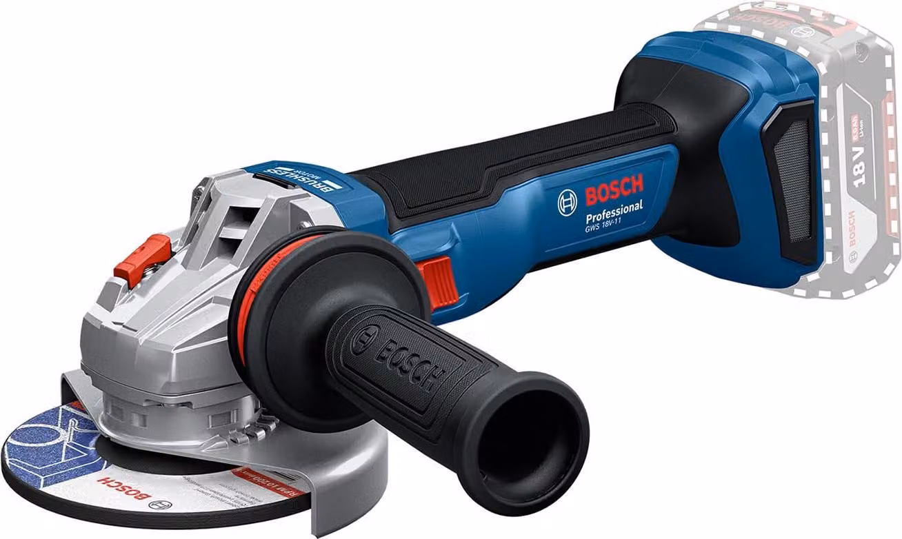 Smerigliatrice angolare a batteria Bosch Professional 18V GWS 18V-11 S (diametro disco 115 mm, senza batteria/caricabatteria), senza regolatore di velocità en