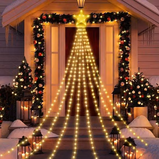 Lampione stradale con 298 LED, design "scintillio stellare", 8 impostazioni, funzione di memorizzazione, timer e resistenza alle intemperie, IP65.