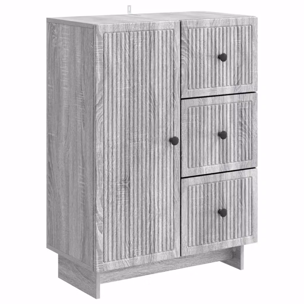 Credenza moderna vidaXL in legno e metallo grigio L 66 cm, P 34,5 cm, H 90 cm – 2