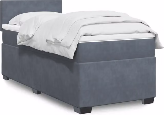 Letto Ibrido con Giroletto a Molle e Materasso vidaXL in Velluto Grigio e Bianco L/P: 100 x 200 cm