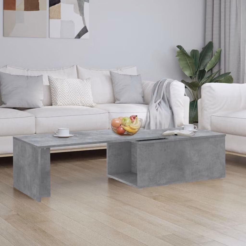 The Living Store tavolino in cemento grigio 150x50x35 cm materiale a base di legno