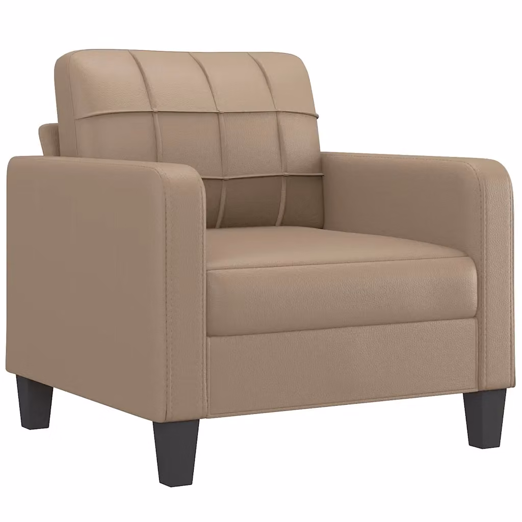 Poltrona moderna vidaXL in similpelle beige con braccioli e struttura in metallo – 2