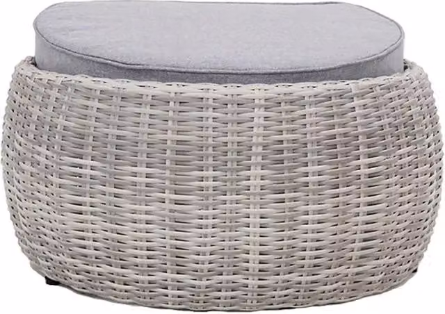 Pouf da giardino Santorini Giordanoshop in polyrattan grigio con cuscini inclusi L: 57 cm, P: 68 cm, H: 35 cm – 1