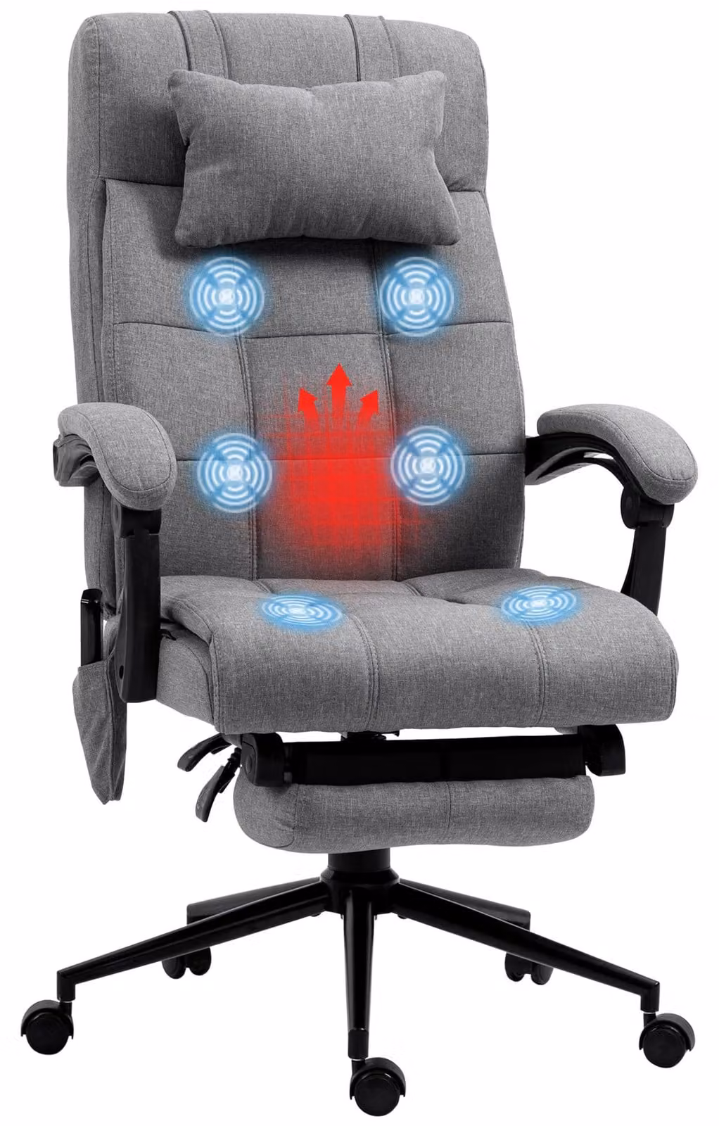 Sedia da ufficio Vinsetto con funzione massaggio, sedia ergonomica per PC con funzione reclinabile