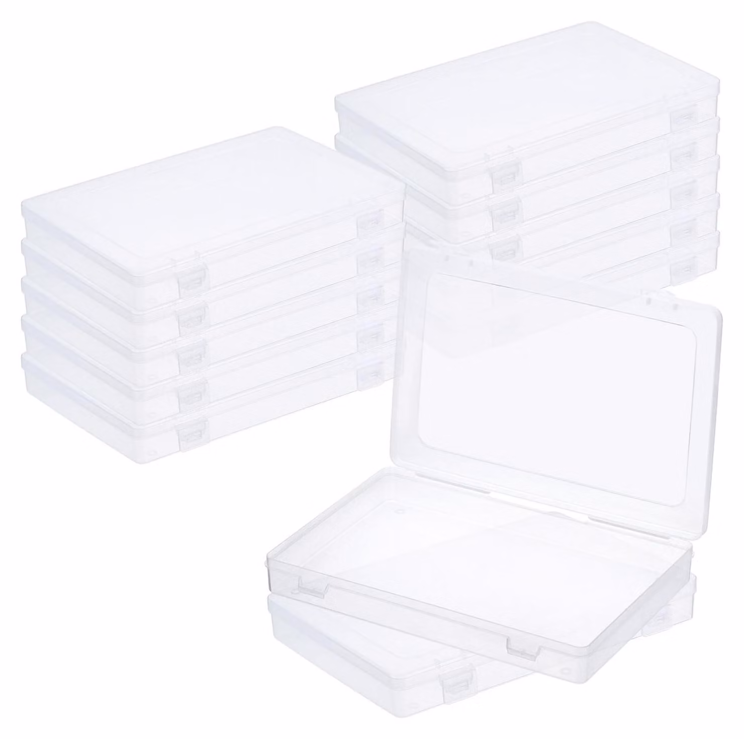 Set di 12 contenitori trasparenti, dimensioni 9x6x1,2 pollici, impilabili