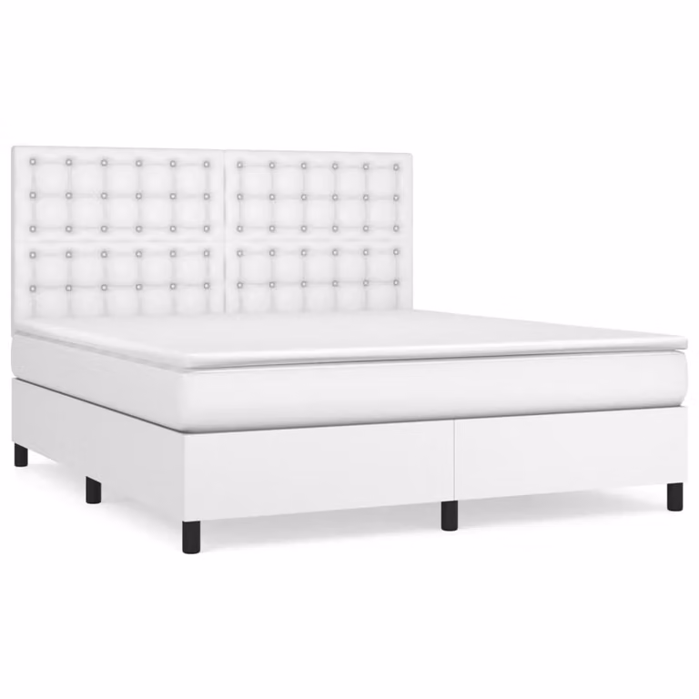 Giroletto a Molle con Materasso Bianco 180x200 cm in Pelle finta