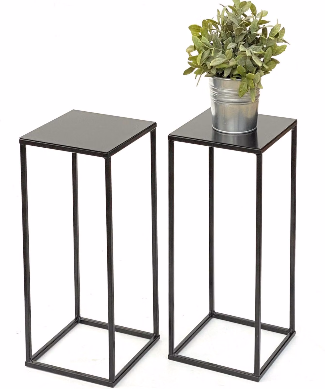 2x DanDiBo Sgabello per fiori in metallo nero angolare 62,5 cm Tavolino per fiori 434 Colonna per fiori Sgabello moderno per piante