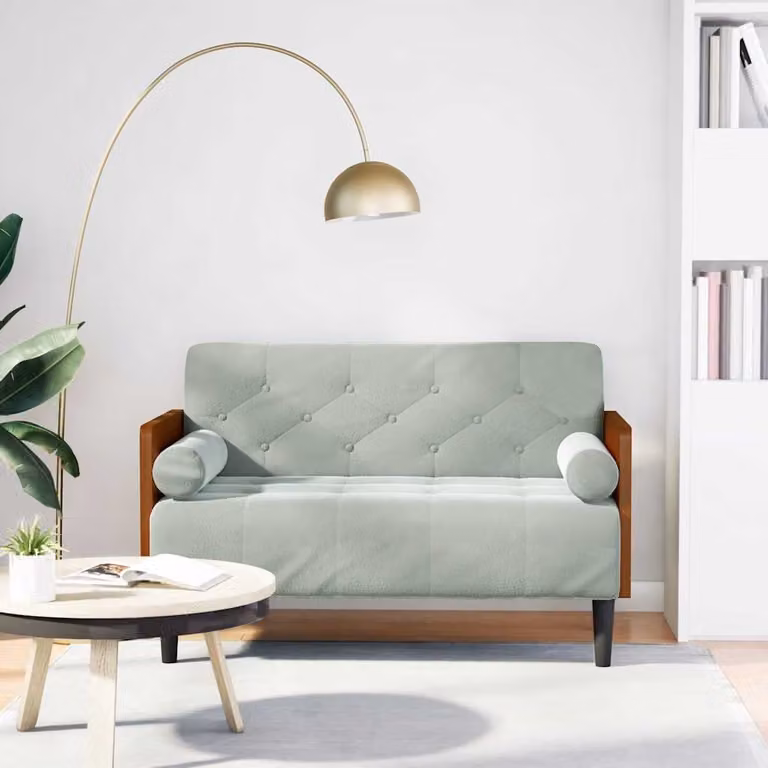vidaXL Divanetto Moderno con Cuscini Bolster Grigio Chiaro L: 110 cm, P: 74,5 cm, H: 68 cm
