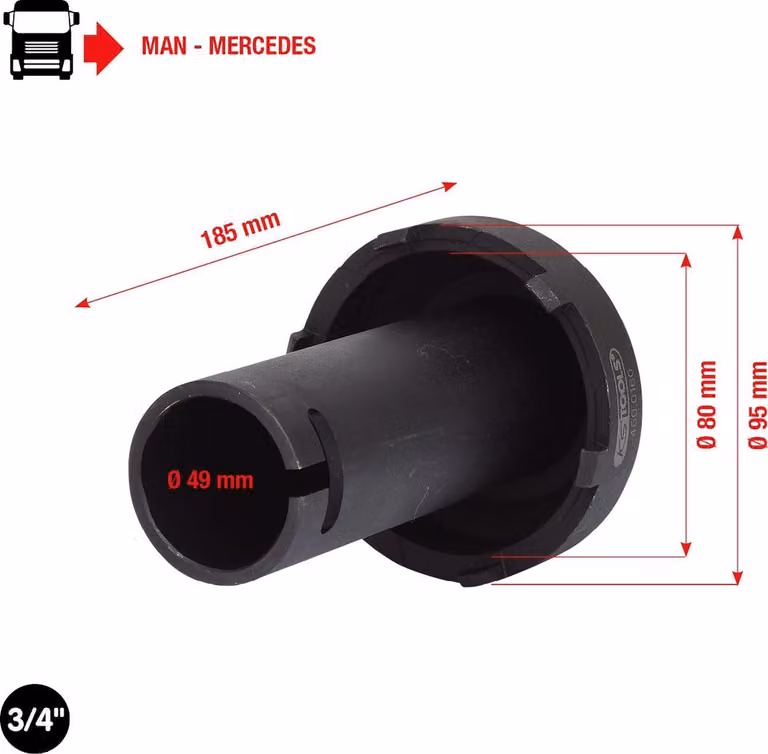 KS Tools  Chiave per dadi con scanalatura da 3/4" con 6 perni per Mercedes, 80-95 mm, 450.0160
