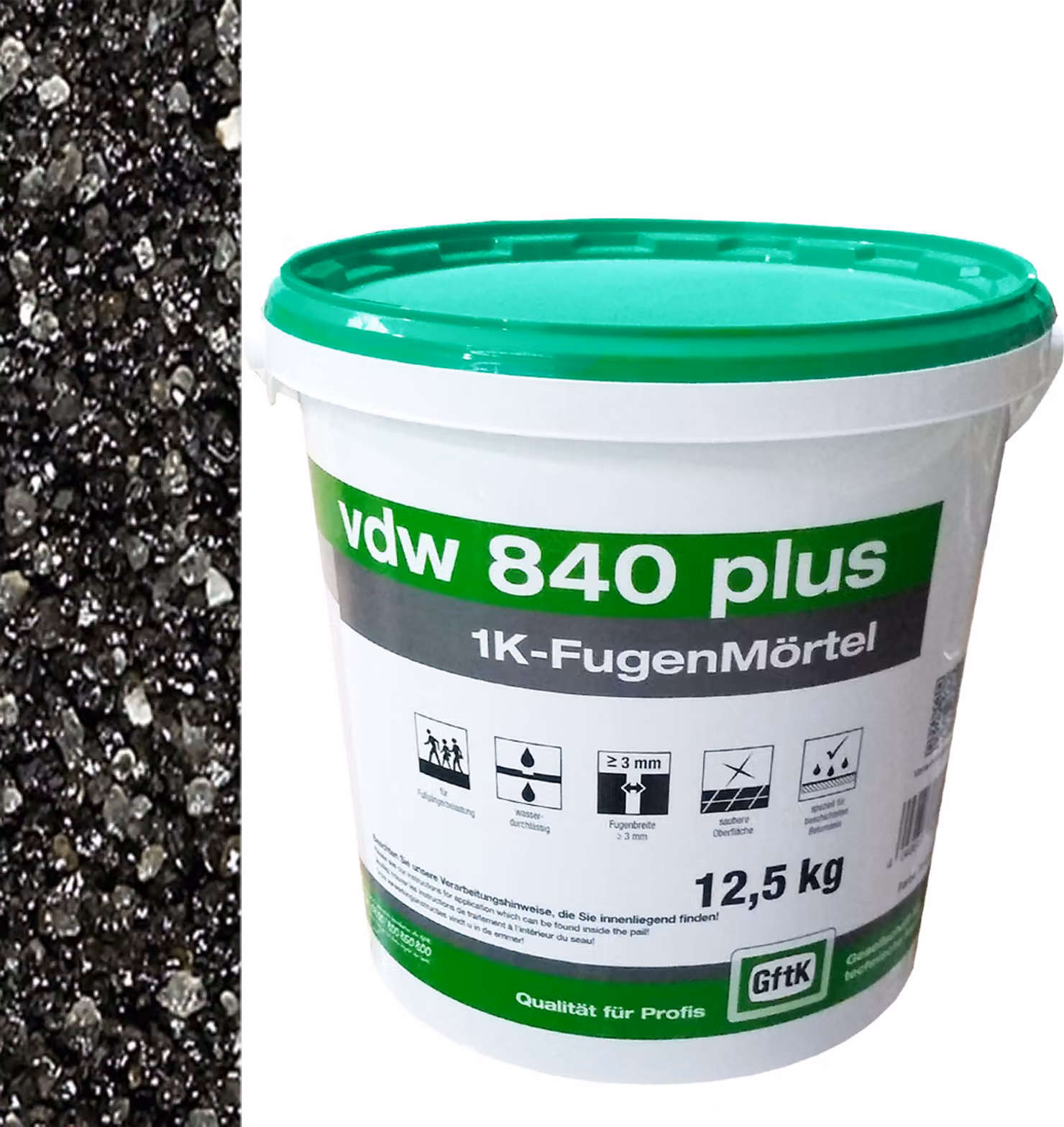 vdw 840 plus 1K-Fugenmörtel 12,5kg Basalt