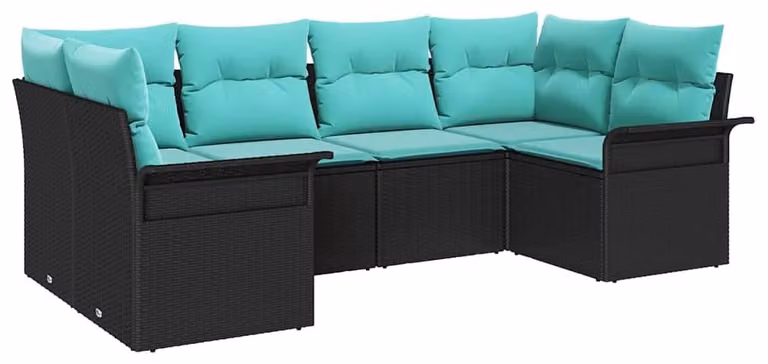 Set Divano da Giardino con archiviazione 6 pcs Nero Poly Rattan