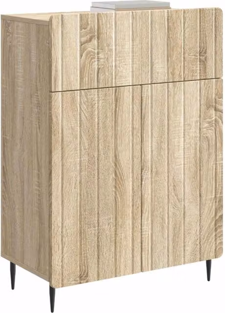 Credenza moderna in legno ingegnerizzato Rovere Sonoma, ideale per soggiorno o sala da pranzo, L/P/H: 66 x 34,5 x 92 cm