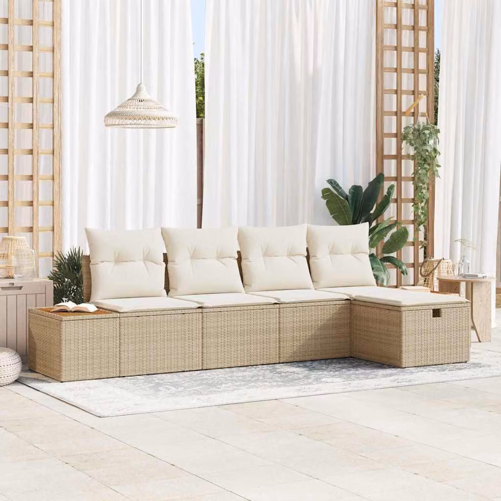 Maison Exclusive - Set da giardino composto da 5 pezzi. Divano in rattan sintetico beige