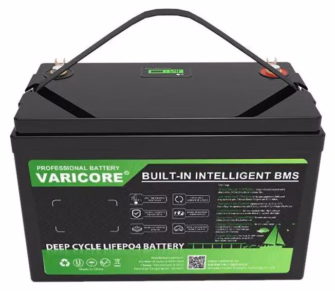 Batteria al litio-ferro-fosfato 12,8 V 120 Ah - Batteria ricaricabile LiFePO4 12 V - Deep Cycle - Display LCD - Per impianti solari, camper e barche - Accumulo di energia domestico - 12,8 V 120 Ah LCD
