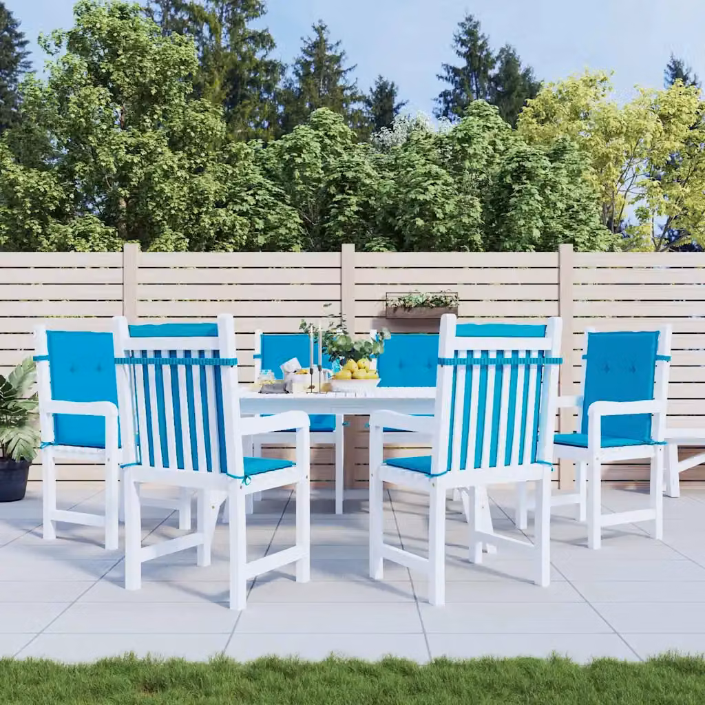 Set di 6 cuscini per sedia vidaXL in tessuto Oxford blu, impermeabili e traspiranti, L 100 cm x P 50 cm x H 3 cm