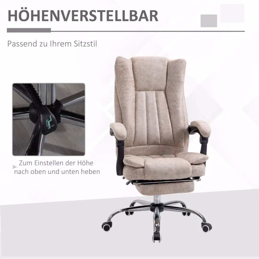 Sedia da ufficio ergonomica REDOM beige con braccioli e ruote L/P/H: 63 x 71 x 110-118 cm – 2