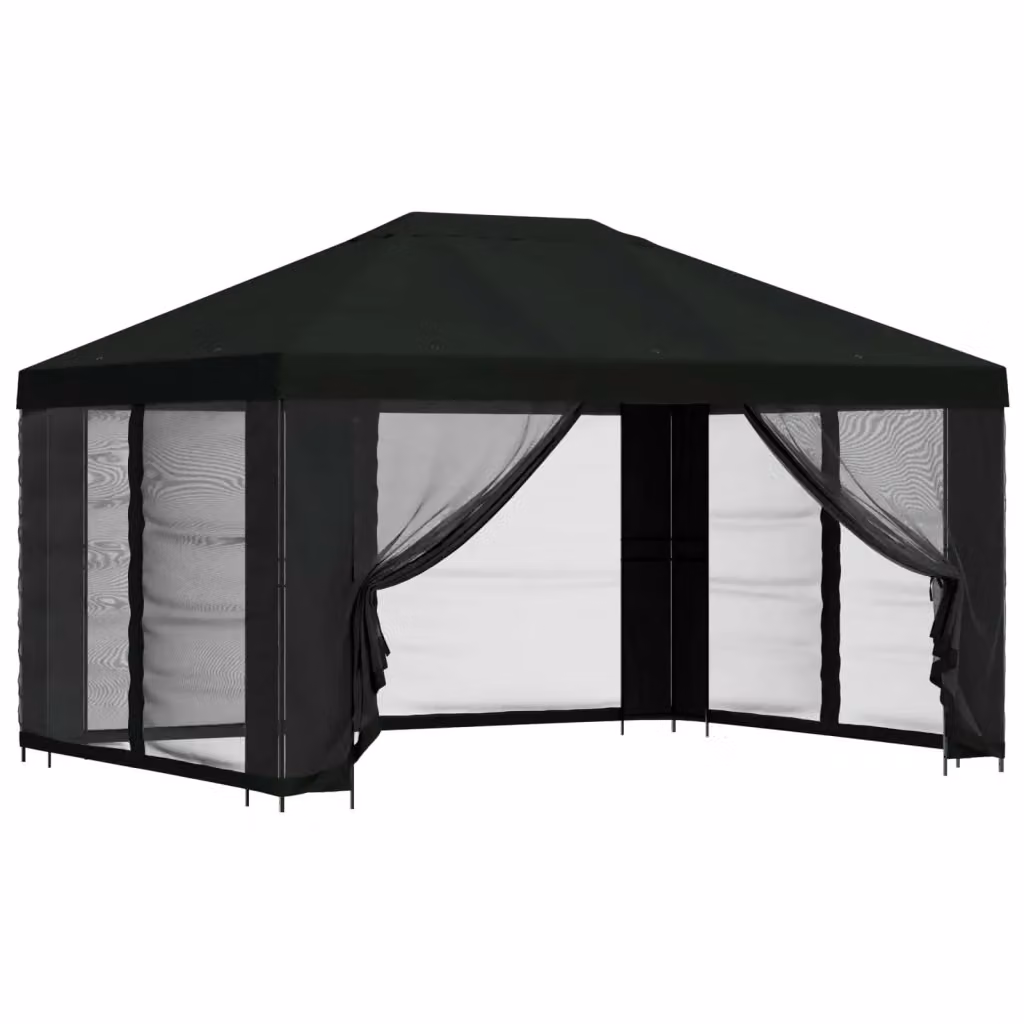 Gazebo Videx con pareti laterali in poliestere e acciaio zincato, colore nero, L/P/H: 400 x 300 x 276,5 cm – 2