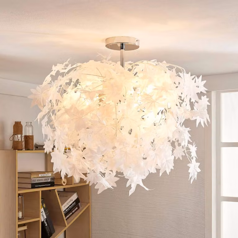 Plafoniera soffitto Maple Lindby, dimmerabile, Bianco / Opale, Soggiorno / Sala da pranzo, Plastica, Moderno, Plafoniera