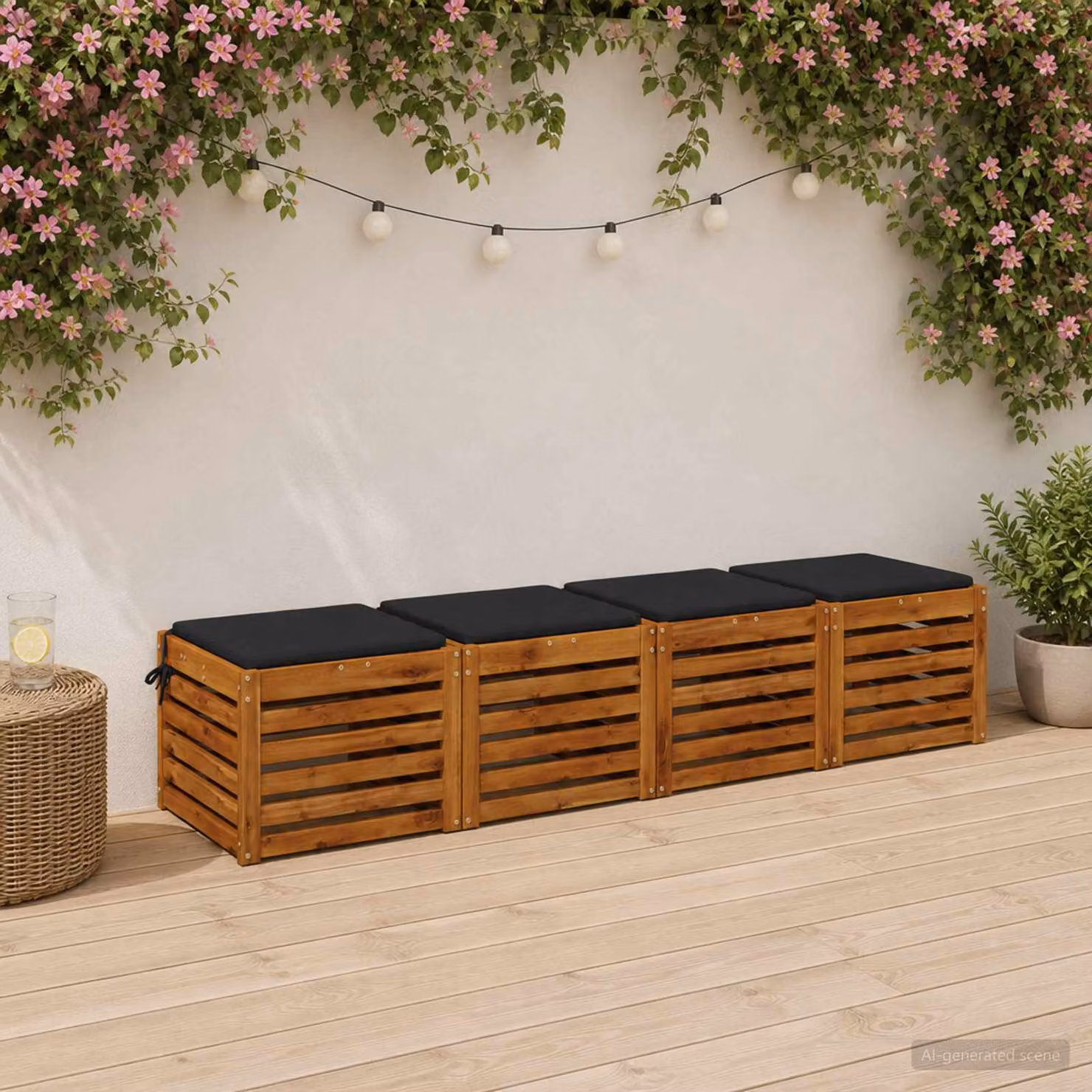 Set di 4 cuscini per sedia vidaXL in poliestere con fodera rimovibile e resistenza UV, disponibili in blu o nero