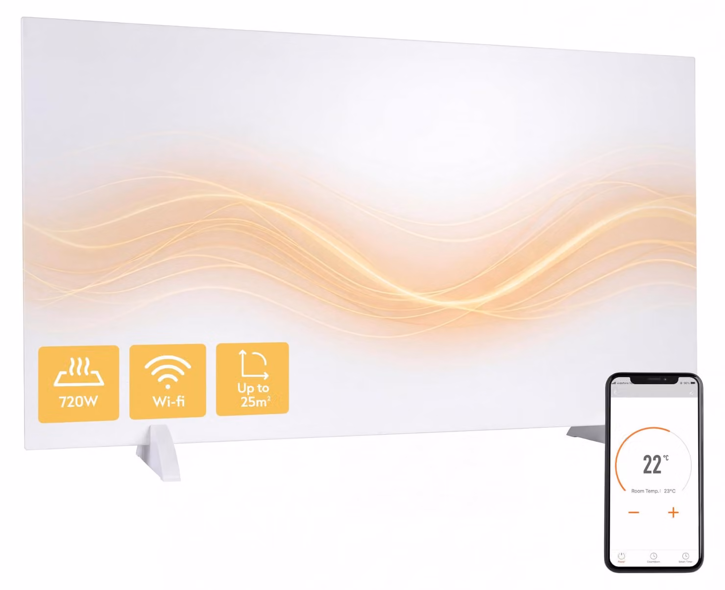 Pannello a infrarossi Slim - 720 W, riscaldamento a infrarossi, colore argento, montaggio a pavimento