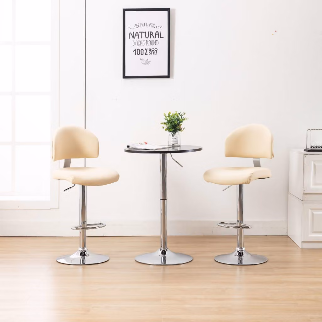 Set di 2 sgabelli da bar vidaXL in similpelle beige con base girevole a 360 gradi
